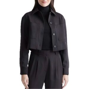 Quince Stretch Crepe Cropped Jacket Black size S